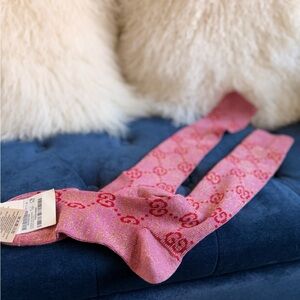 Gucci Pink GG Logo Knit Socks